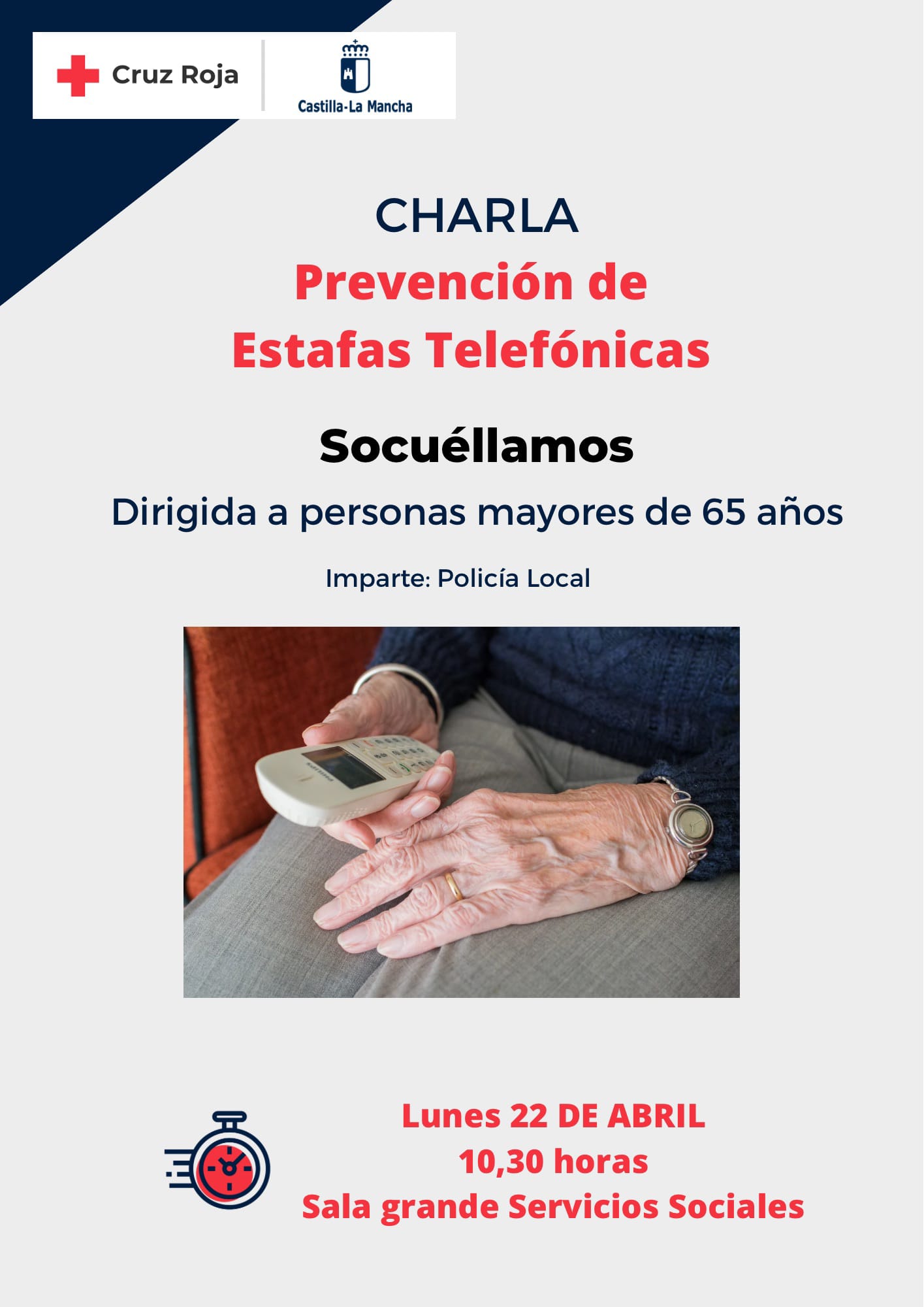 Cruz Roja Socuéllamos ofrecerá una charla para prevenir estafas telefónicas a mayores de 65 años