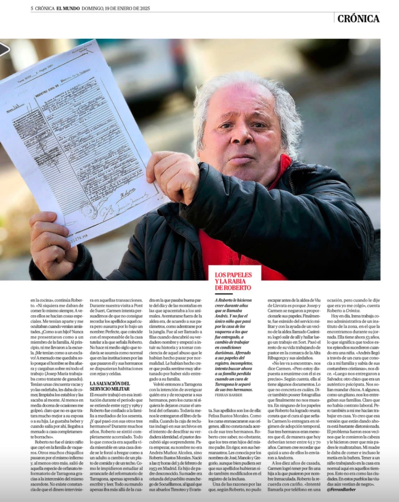 El drama de Roberto Bustos Morales, con raíces en Socuéllamos, llega a las páginas de El Mundo