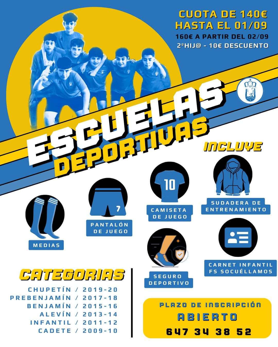 Ya está abierto el plazo de inscripción para las Escuelas Deportivas de FS Socuéllamos