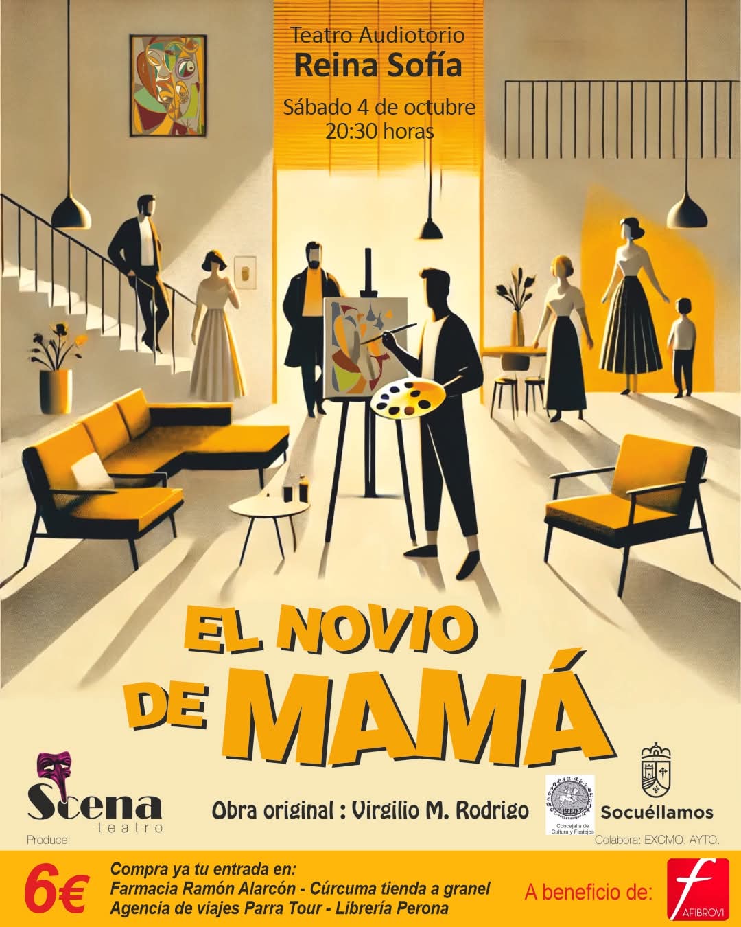 SCENA Teatro repone la comedia “El novio de mamá” este sábado en beneficio de Afibrovi