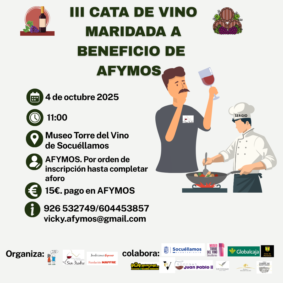 AFYMOS organiza la III Cata de Vino a beneficio de la asociación