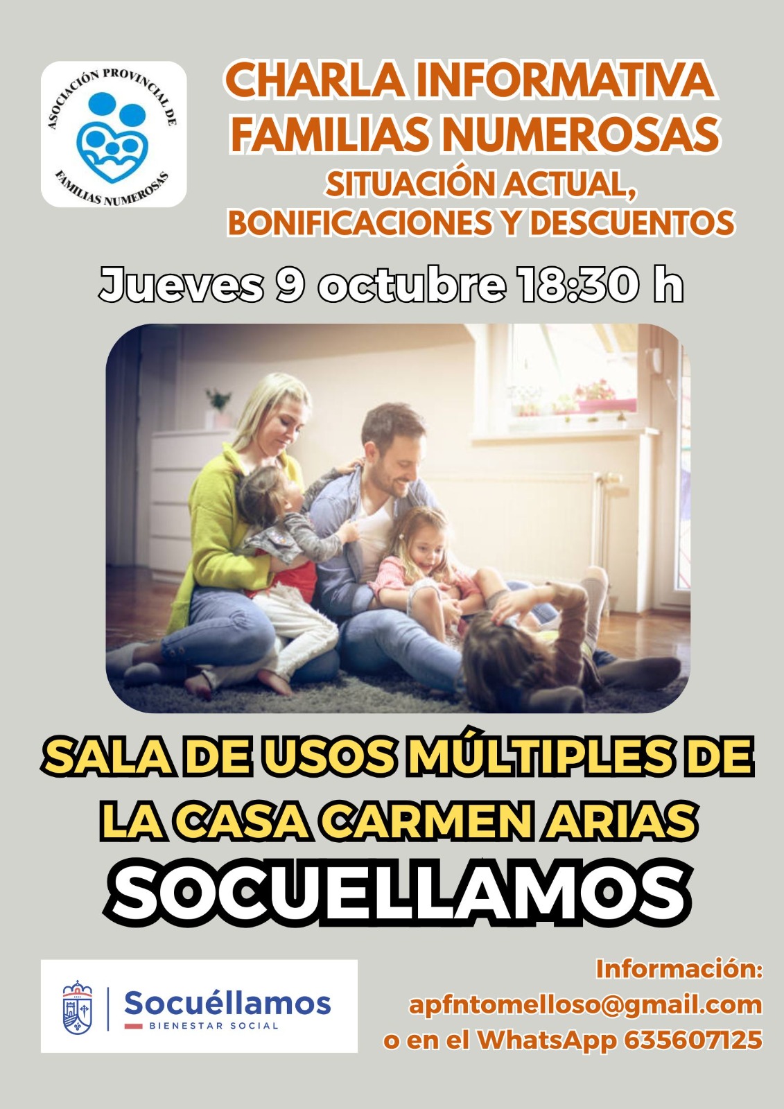 Charla informativa para familias numerosas sobre bonificaciones y descuentos