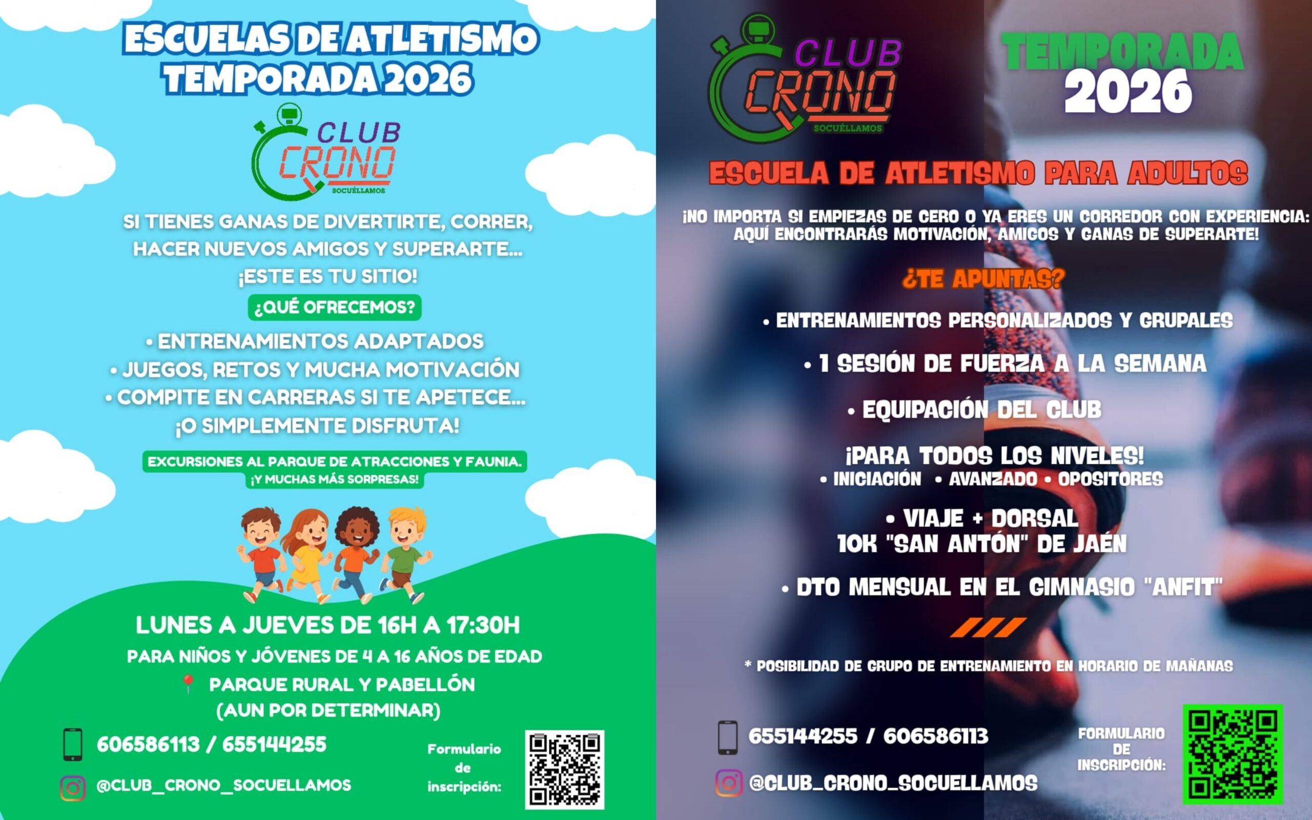 El Club Crono abre sus Escuelas de Atletismo para la temporada 2026: programas para adultos, niños y jóvenes