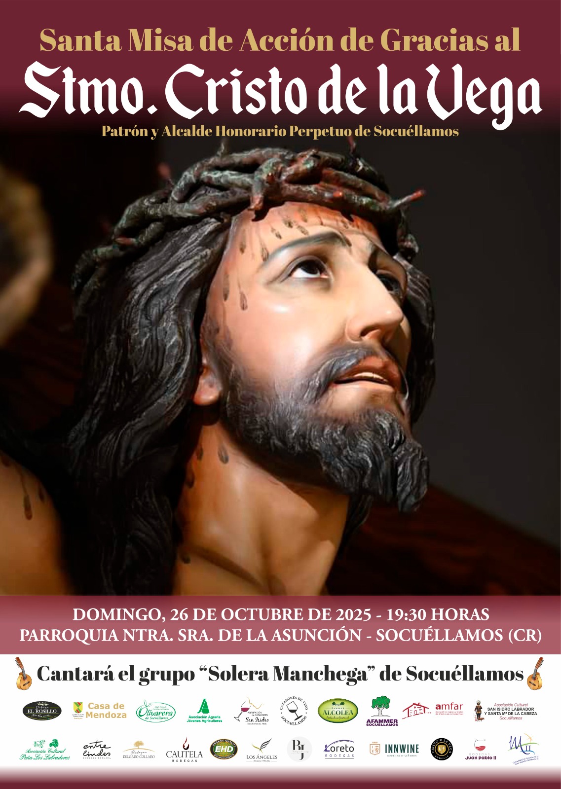 La Hermandad del Santísimo Cristo de la Vega celebrará este domingo la Misa de Acción de Gracias en honor al Patrón de Socuéllamos