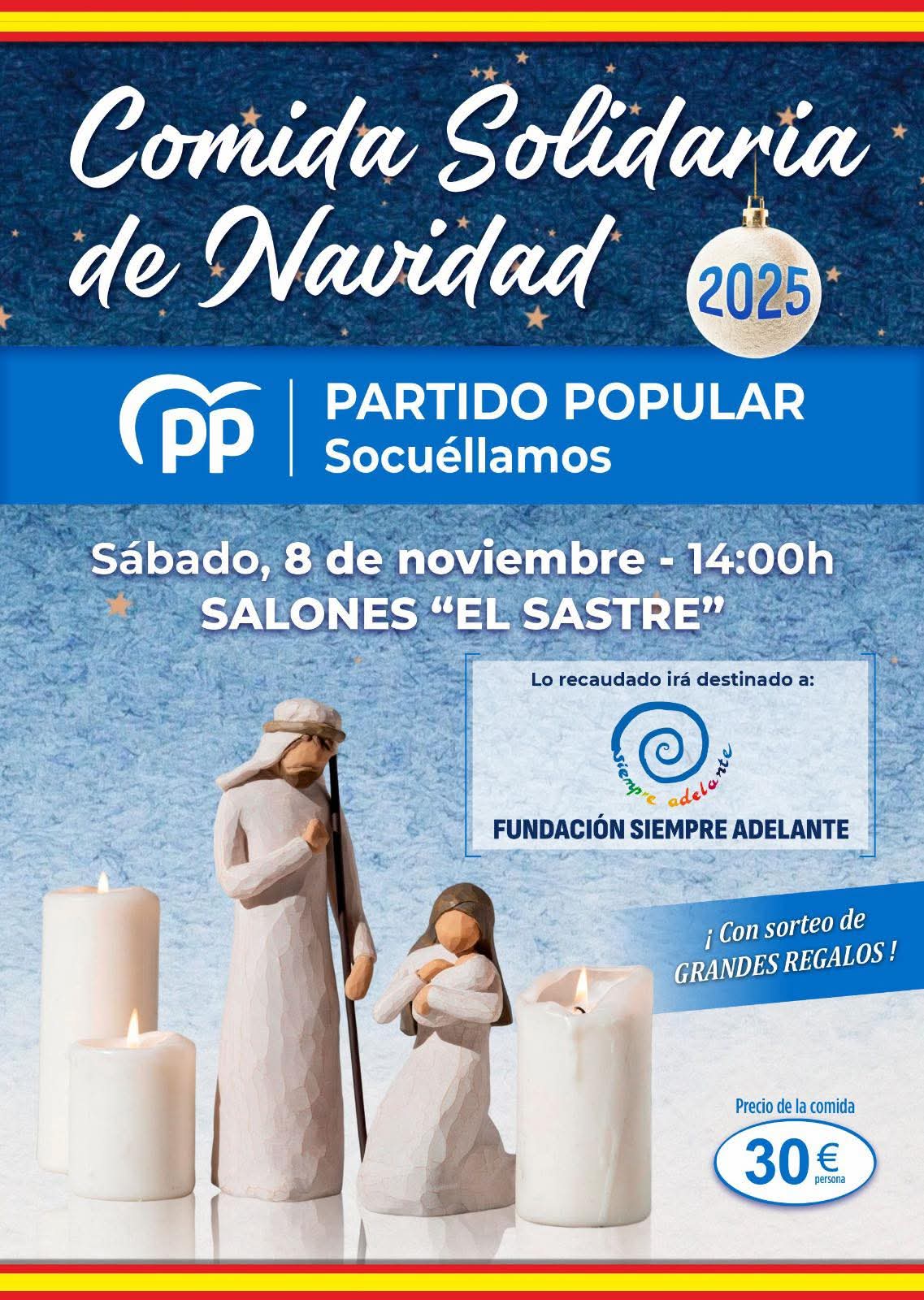 El Partido Popular de Socuéllamos celebrará su tradicional Comida Solidaria de Navidad el 8 de noviembre