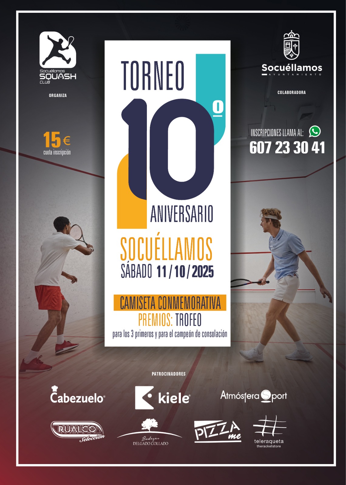 El Club Squash Socuéllamos celebra su 10º aniversario con un torneo especial y actividades en la plaza