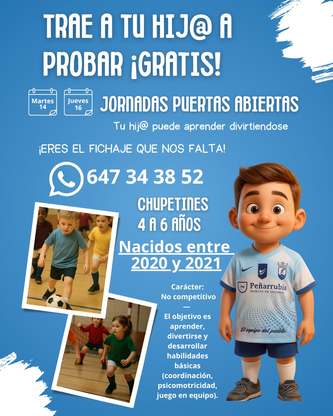 El Peñarrubia Fútbol Sala abre sus Jornadas de Puertas Abiertas para niños de 4 a 6 años
