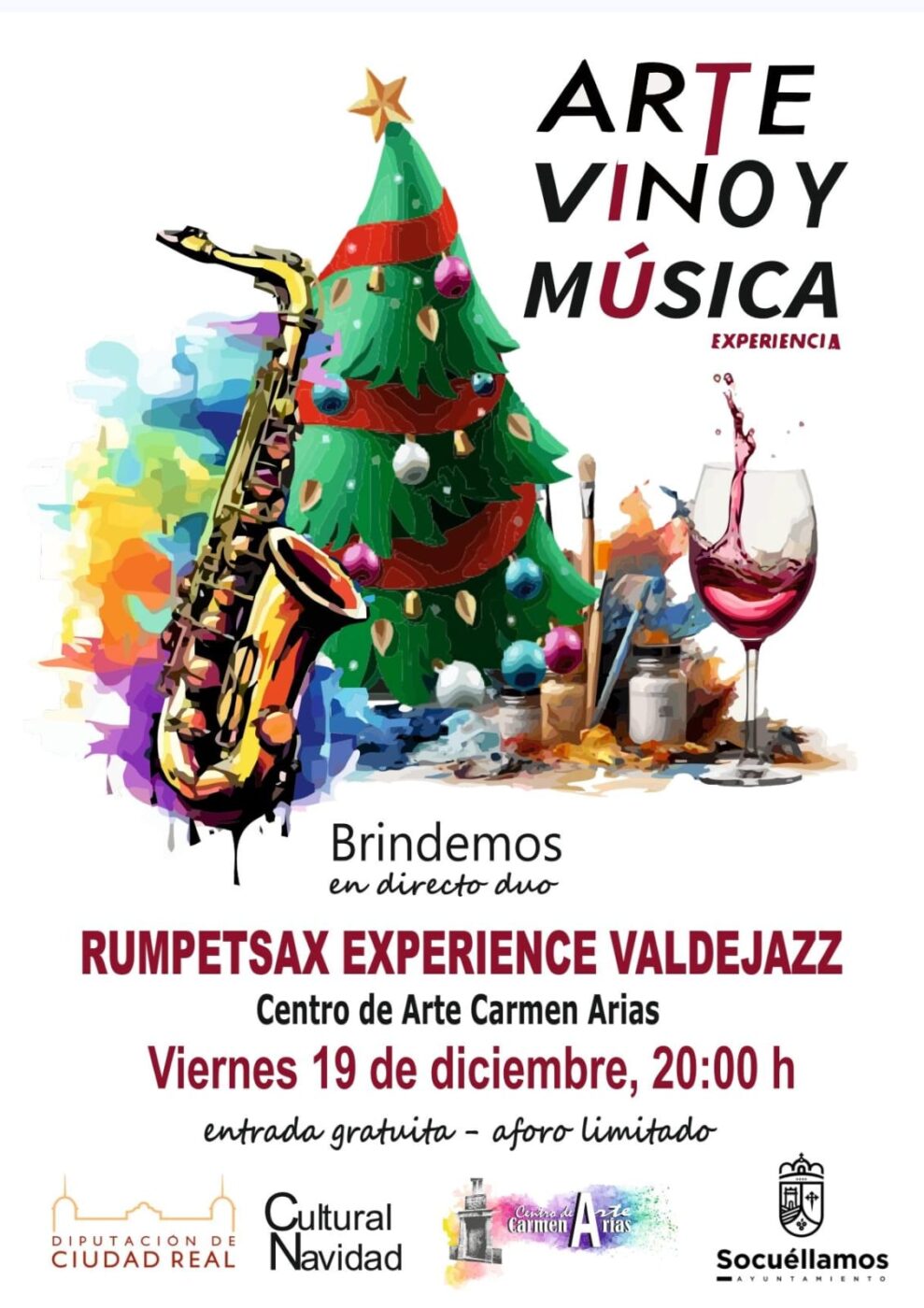 El Centro de Arte Carmen Arias acogerá el espectáculo “Arte, Vino y Música” el 19 de diciembre