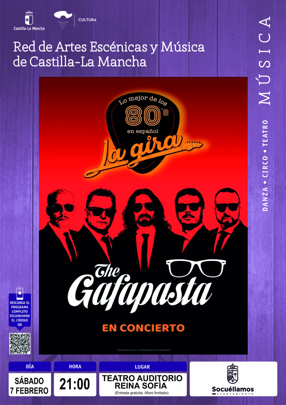 El concierto pre-Carnaval 2026 de The Gafapasta traerá a Socuéllamos los grandes éxitos de los 80