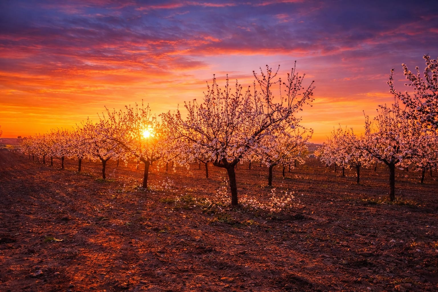 Los almendros en flor anuncian la llegada de la primavera en los campos de Socuéllamos