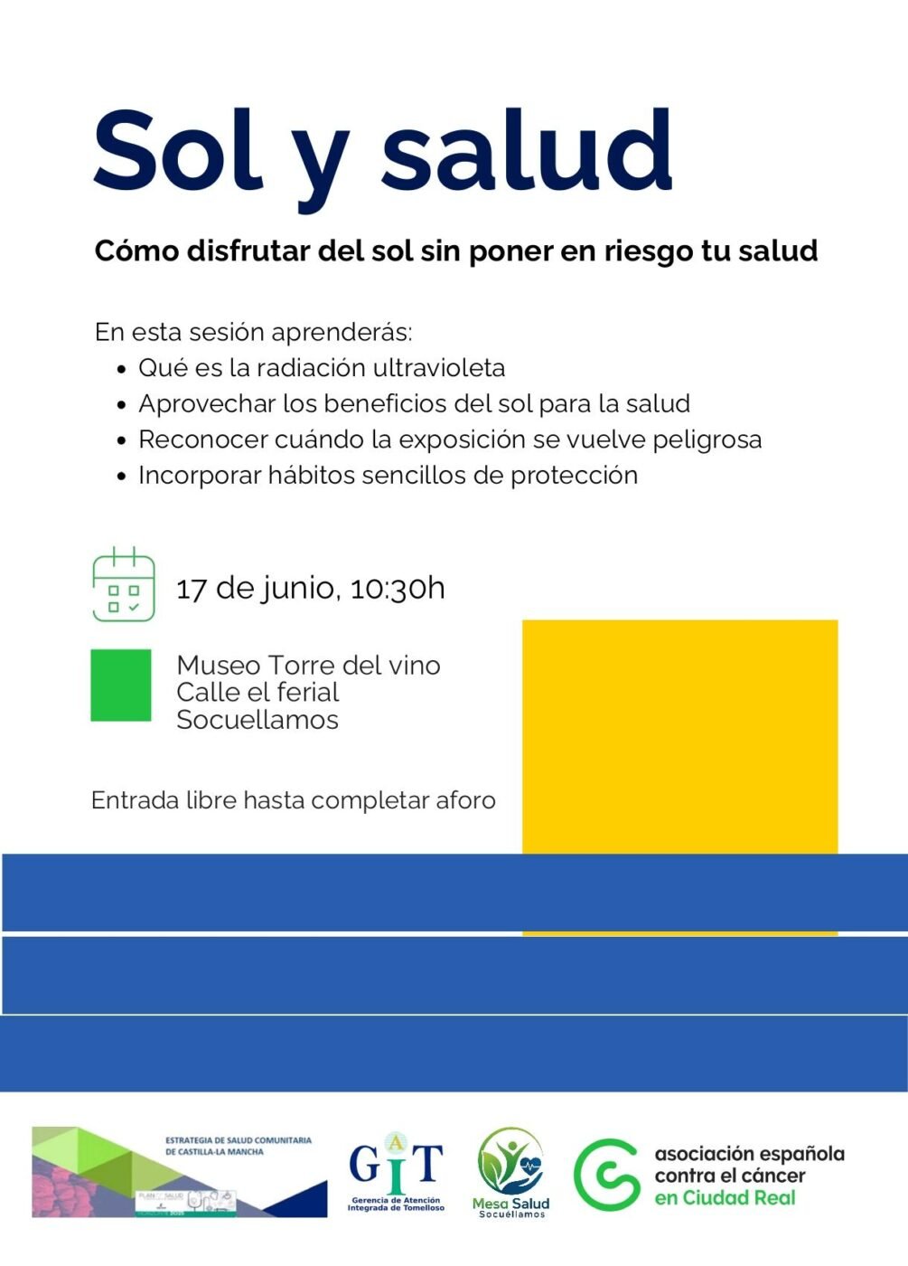 La Mesa de Salud de Socuéllamos organiza el taller “Sol y salud” para aprender a disfrutar del sol sin riesgos