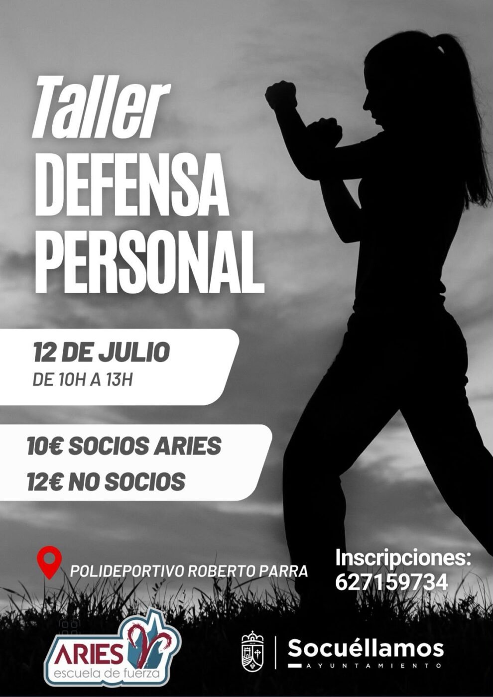 Aries Escuela de Fuerza organiza un taller de defensa personal en el Polideportivo Roberto Parra