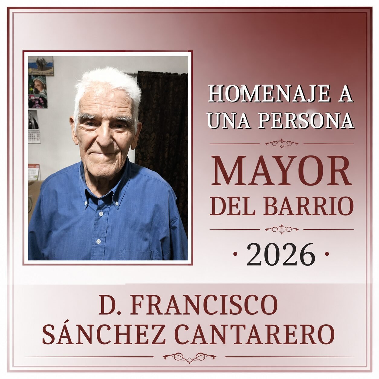 El barrio Casqueral Estación homenajeará a Francisco Sánchez Cantarero por toda una vida ligada al barrio