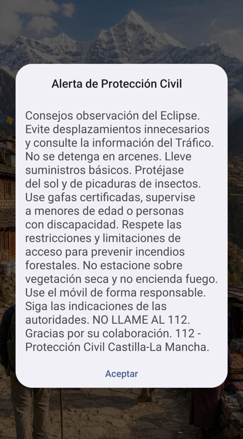 Protección Civil envía una alerta a los teléfonos móviles con recomendaciones ante el eclipse de este miércoles